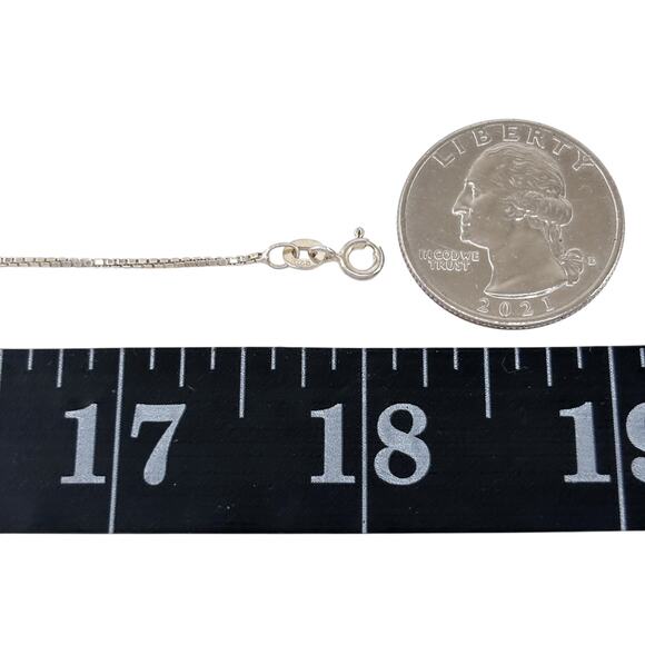 Box Chain Necklace | Vintage Sterling Silver 925 18" - Picture 2 of 7